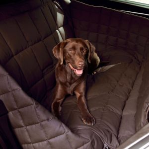 Dogline accessoires Doctor Bark Autodeken Hond 3 Zits Bescherming Achterbank Bruin met bruine labrador