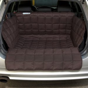 Dogline accessoires Doctor Bark Auto kofferbak bescherming Hond Bruin Medium achterkant achterzijde flap omlaag