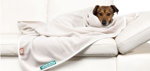 Dogline accessoires honden deken doctor bark fleece deken licht beige hond banner